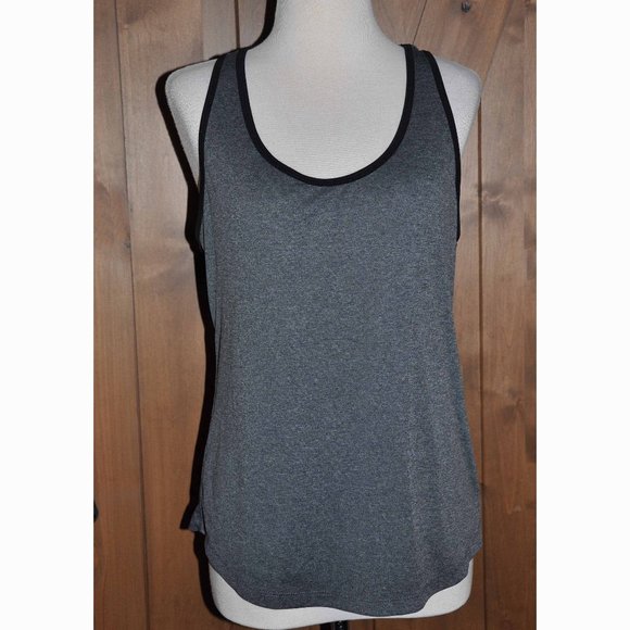 Active by Old Navy Charcoal & Black Semi Fitted Stretchy Racerback Workout Top - Picture 1 of 8